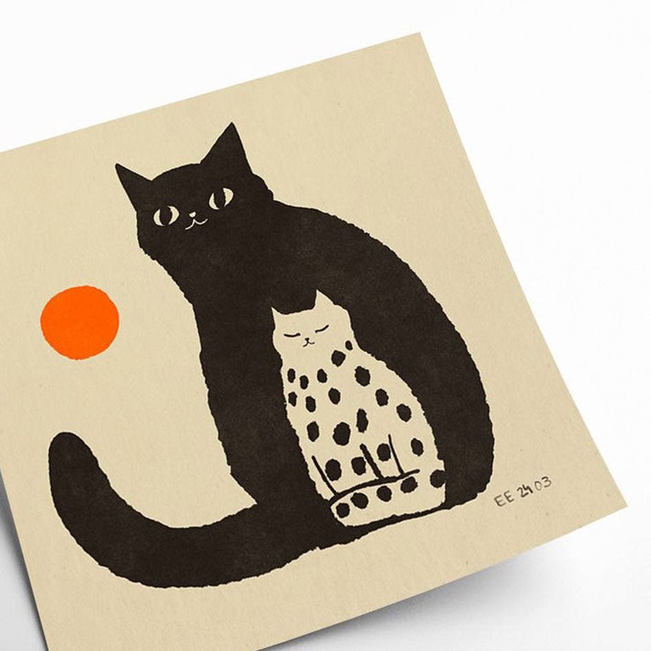 'Contrast' Zwarte en Witte Kat Art Print - Enikő Eged - SuperMatique