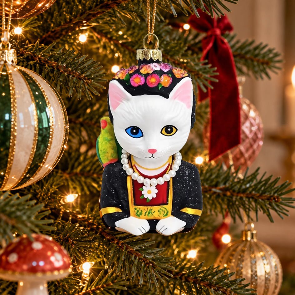 "Frida Catlo" Frida Kahlo Kat Kerstornament - Naked Decor - SuperMatique