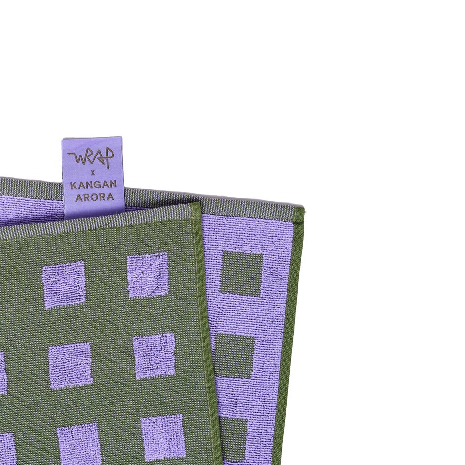 Geruite Grafische Theedoek Lila Groen - Wrap - SuperMatique