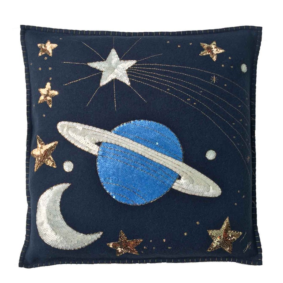 Handgemaakt Saturnus en Sterren Sierkussen - Jan Constantine - SuperMatique