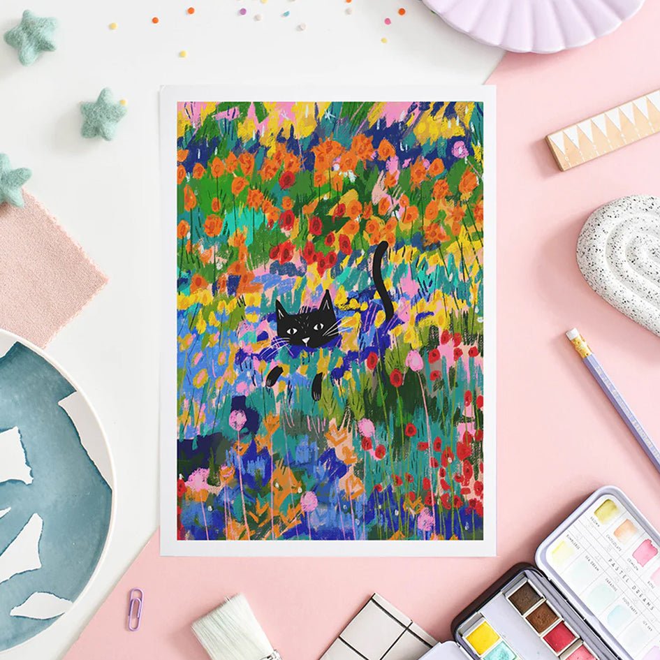 Kat In De Tuin In Arles Art Print - Niaski - SuperMatique