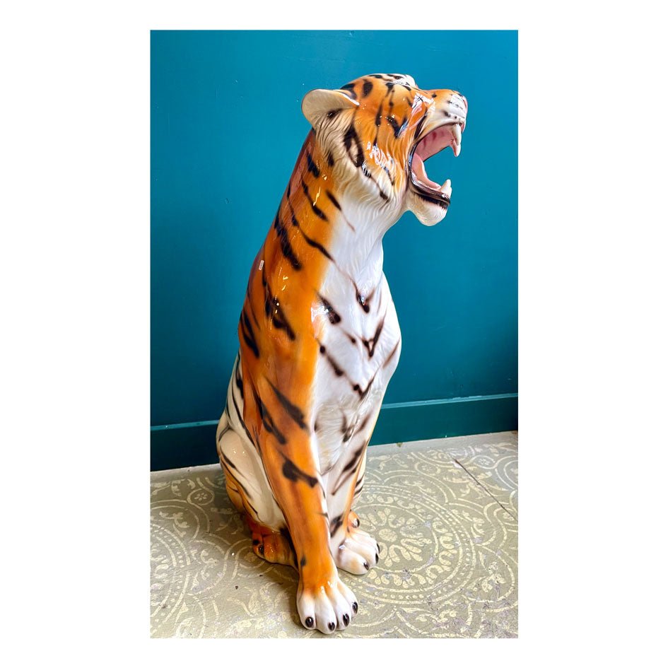 Keramiek Tijger Beeld Gedraaide Kop - SuperMatique
