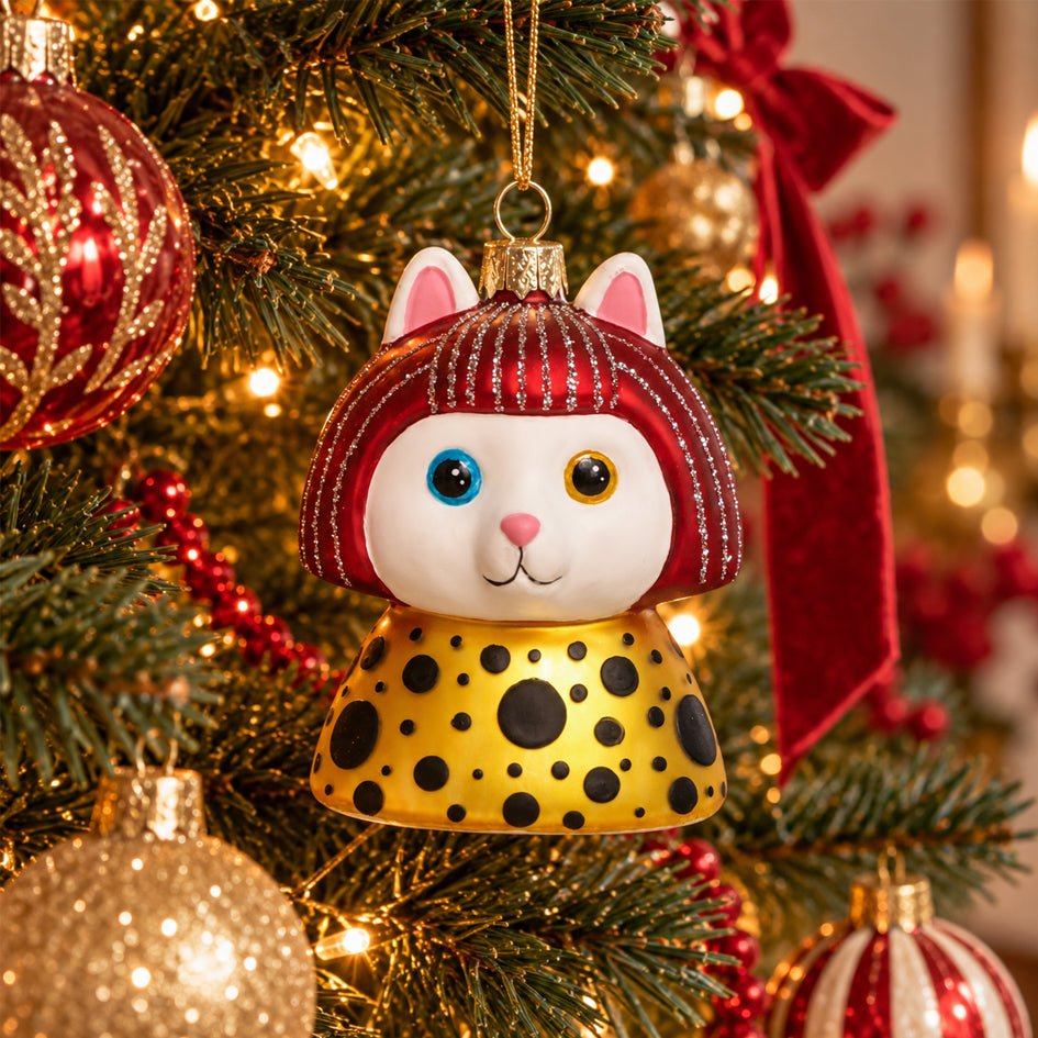 "Kusameow" Yayoi Kusama Kat Kerstornament - Naked Decor - SuperMatique