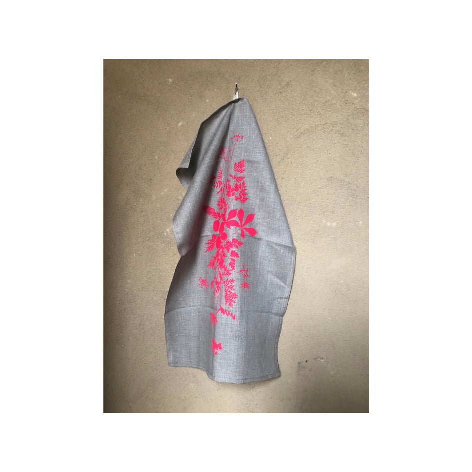 Linnen Theedoek Met Fluo Roze Print - SuperMatique - SuperMatique