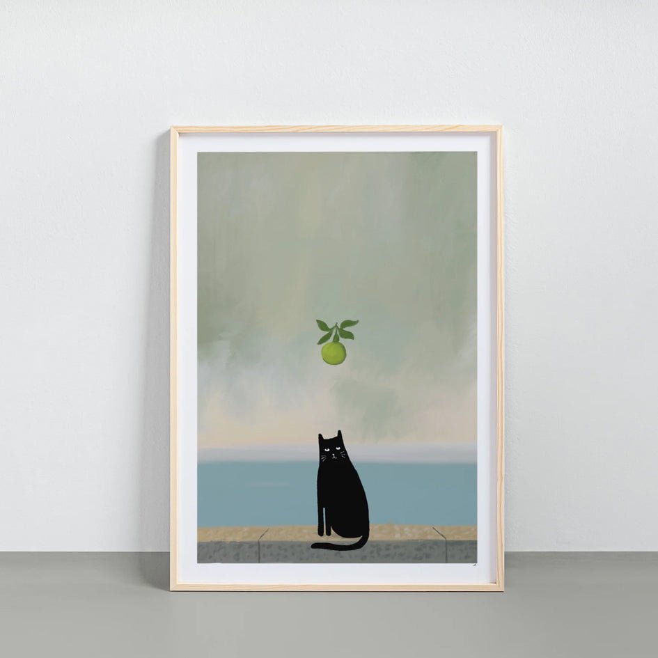 Magritte Zwarte Kat Met Appel Art Print - Niaski - SuperMatique