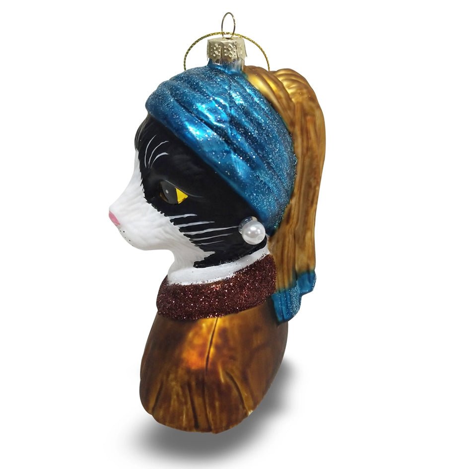 Meisje met de Parel Tuxedo Kat Kerstornament - Naked Decor - SuperMatique