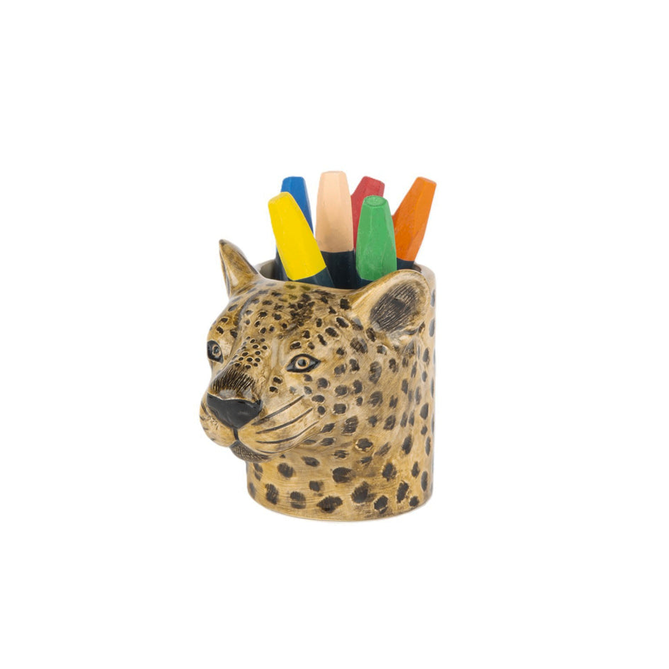 Afbeelding van handbeschilderd keramiek mini pot in vorm van een luipaard kopje Quail Ceramics - SuperMatique