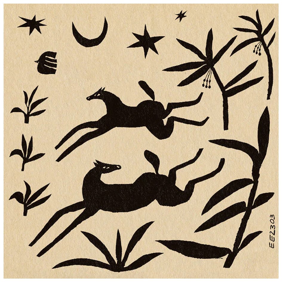 'Papercut Horses' Twee Zwarte Paarden Art Print - Enikő Eged - SuperMatique