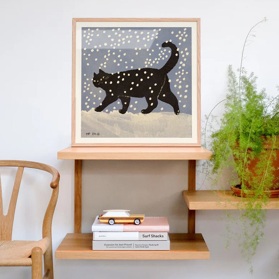 'Snow Cat' Kat in Sneeuw Art Print - Enikő Eged - SuperMatique
