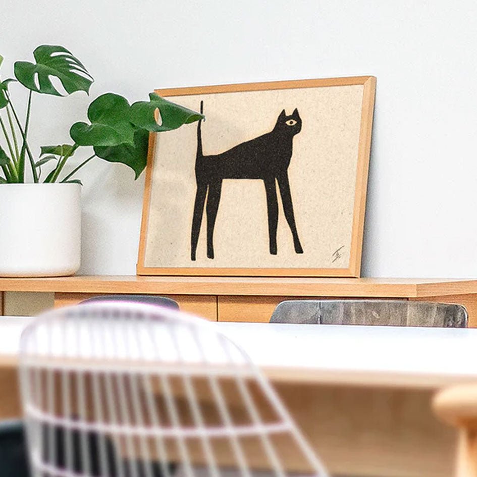 'The Cat' Zwarte Kat Art Print - David Schmitt - SuperMatique