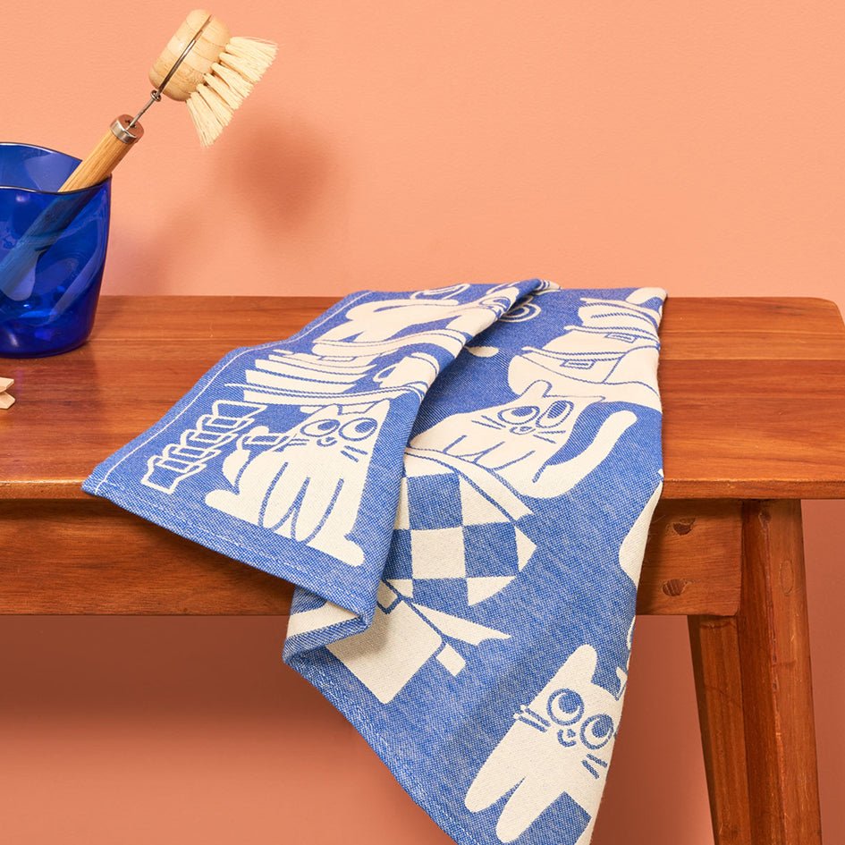 Theedoek Geweven Katoen 'Keuken Katten' - Wrap - SuperMatique