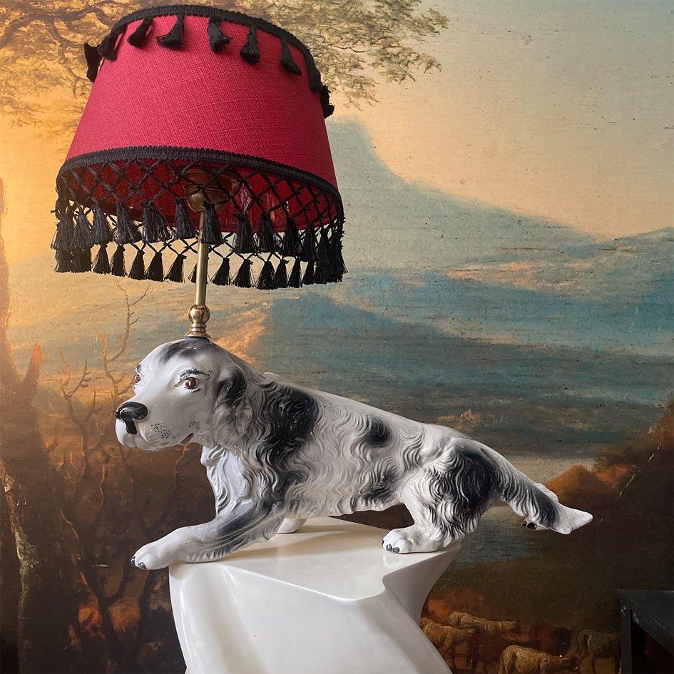 Vintage Decoratieve Keramiek Lamp Pointer Hond Zwart - Wit - t.i.p. Lights - SuperMatique