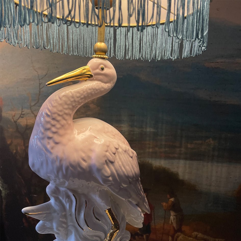 Vintage Decoratieve Keramiek Lamp Roze Reiger - t.i.p. Lights - SuperMatique