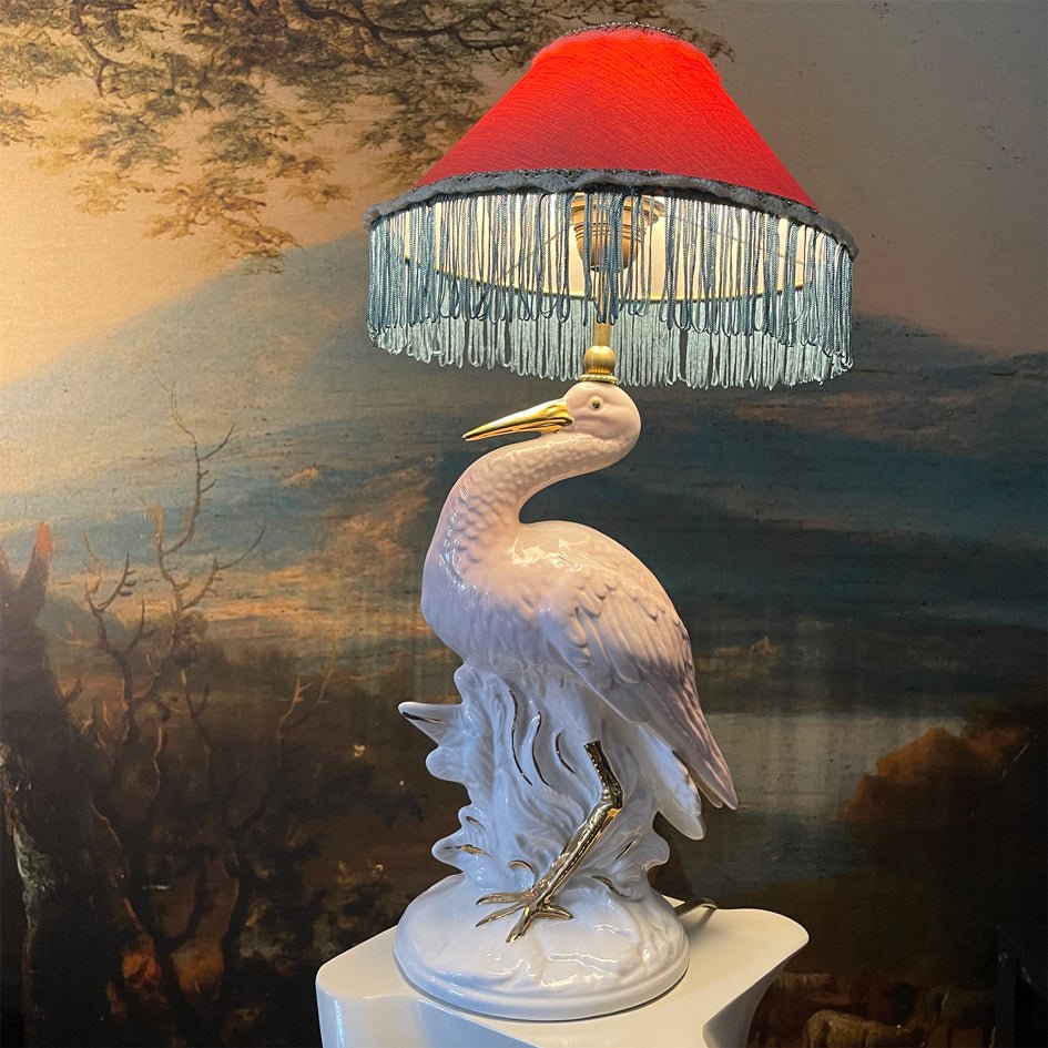 Vintage Decoratieve Keramiek Lamp Roze Reiger - t.i.p. Lights - SuperMatique