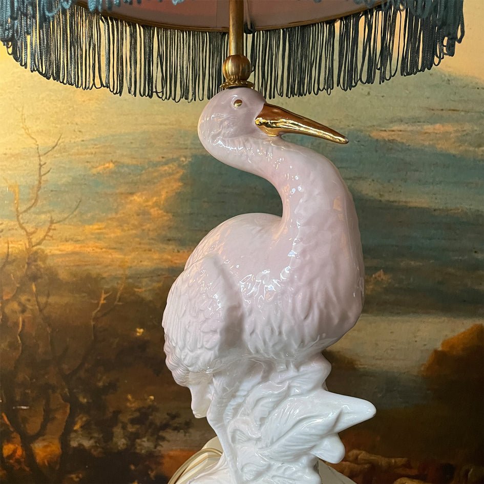 Vintage Decoratieve Keramiek Lamp Roze Reiger - t.i.p. Lights - SuperMatique