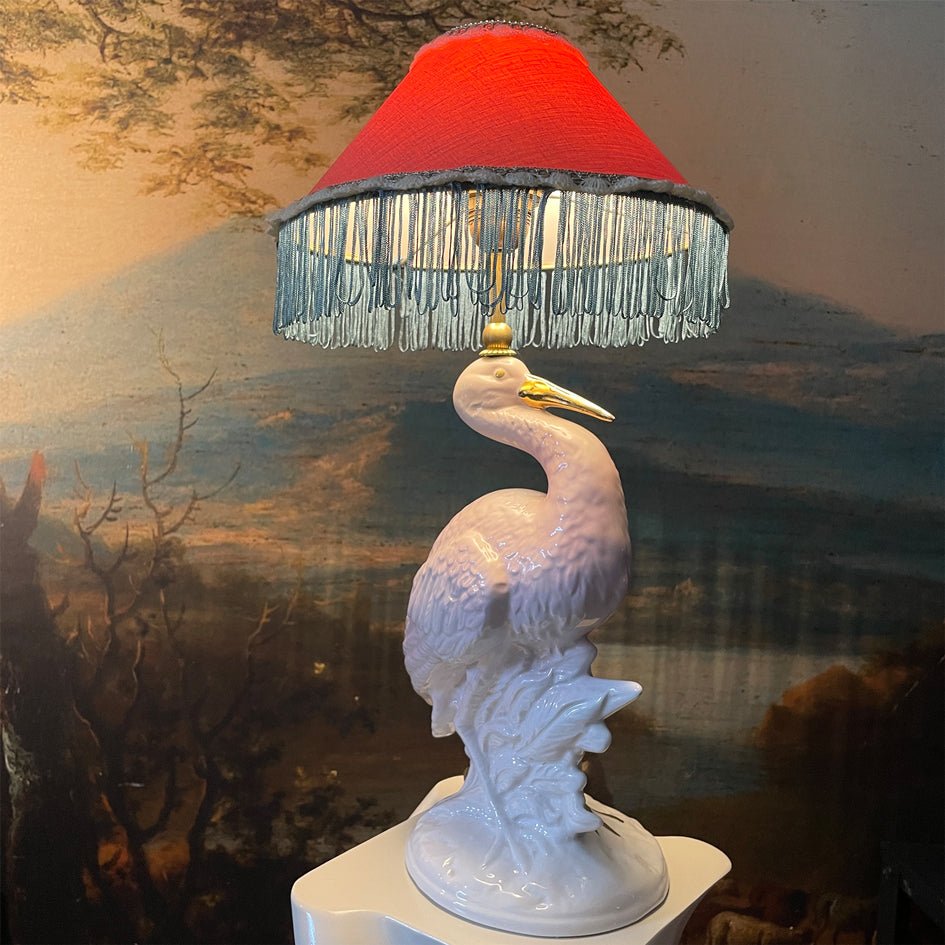 Vintage Decoratieve Keramiek Lamp Roze Reiger - t.i.p. Lights - SuperMatique