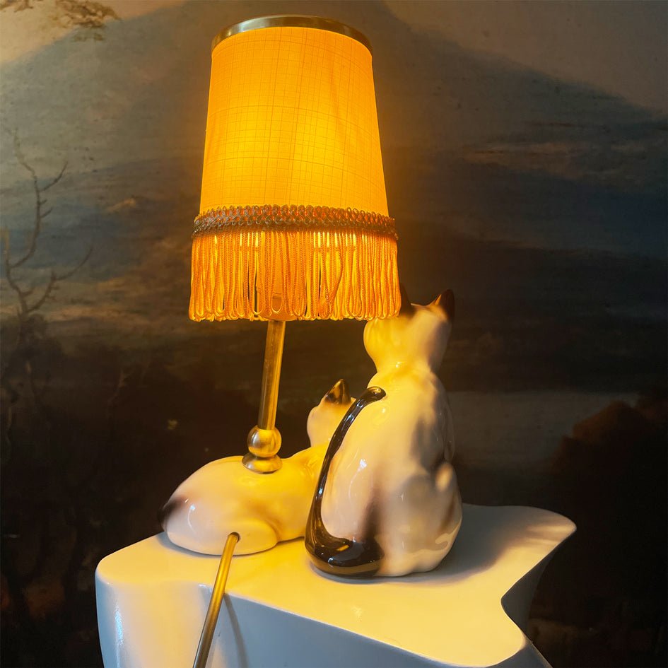 Vintage Decoratieve Keramiek Lamp Siamese Kittens - t.i.p. Lights - SuperMatique