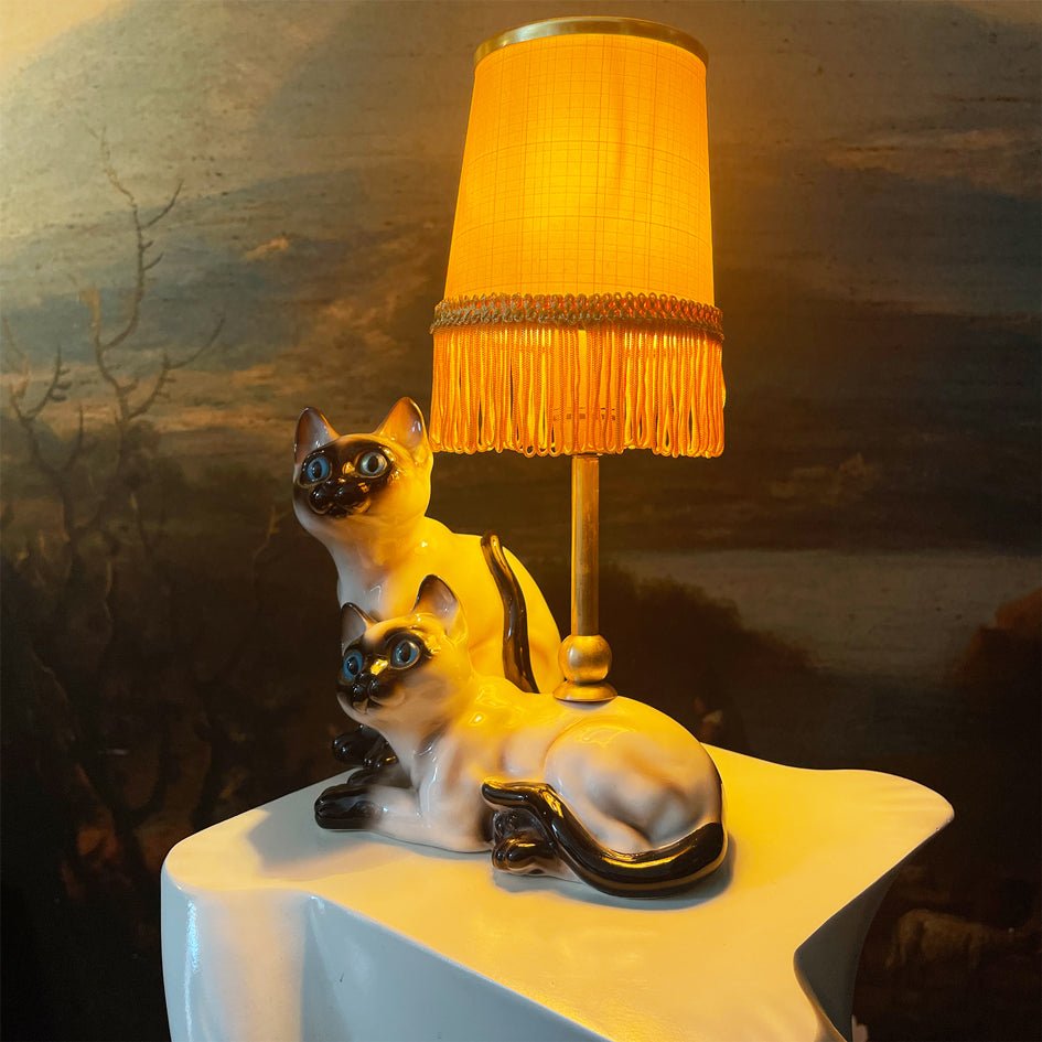 Vintage Decoratieve Keramiek Lamp Siamese Kittens - t.i.p. Lights - SuperMatique