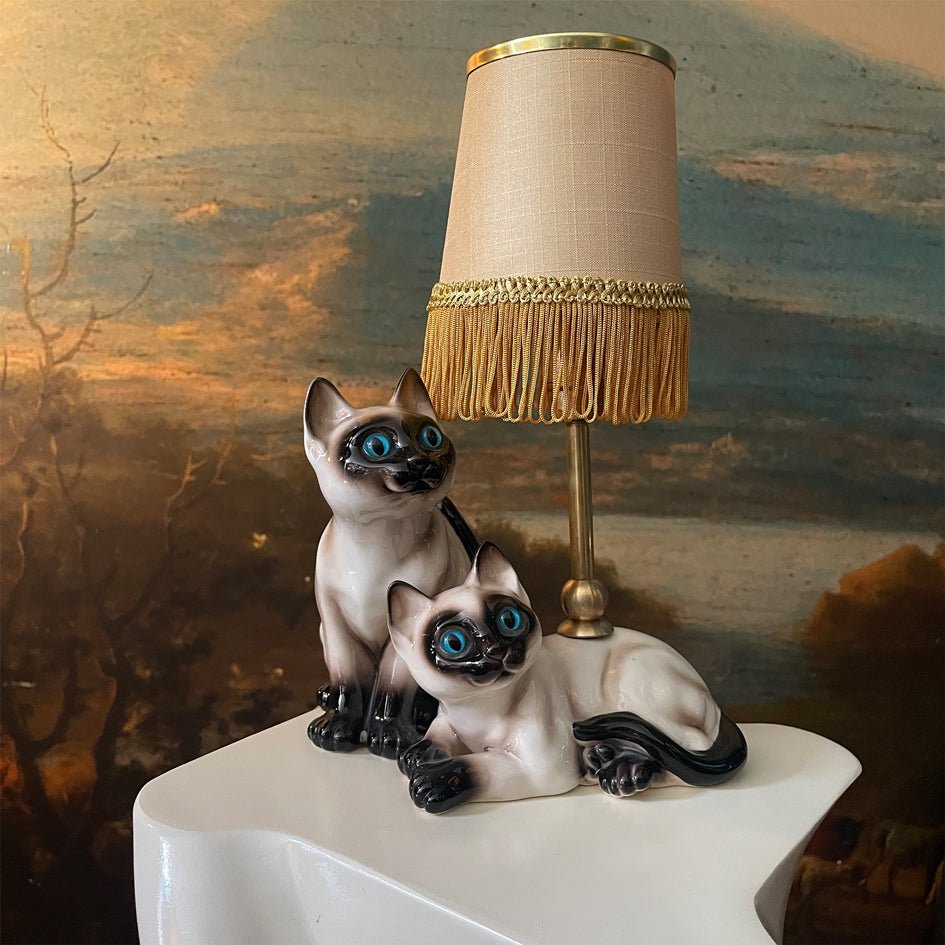 Vintage Decoratieve Keramiek Lamp Siamese Kittens - t.i.p. Lights - SuperMatique