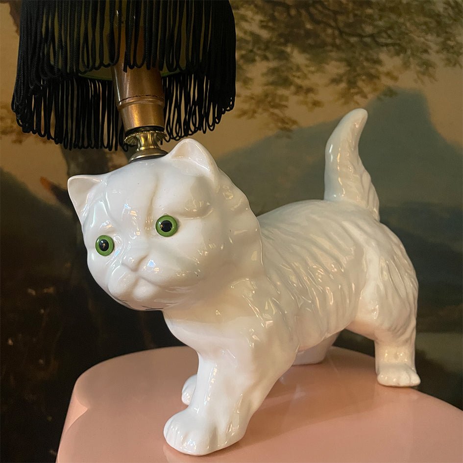 Vintage Decoratieve Lamp Wit Poesje - t.i.p. Lights - SuperMatique