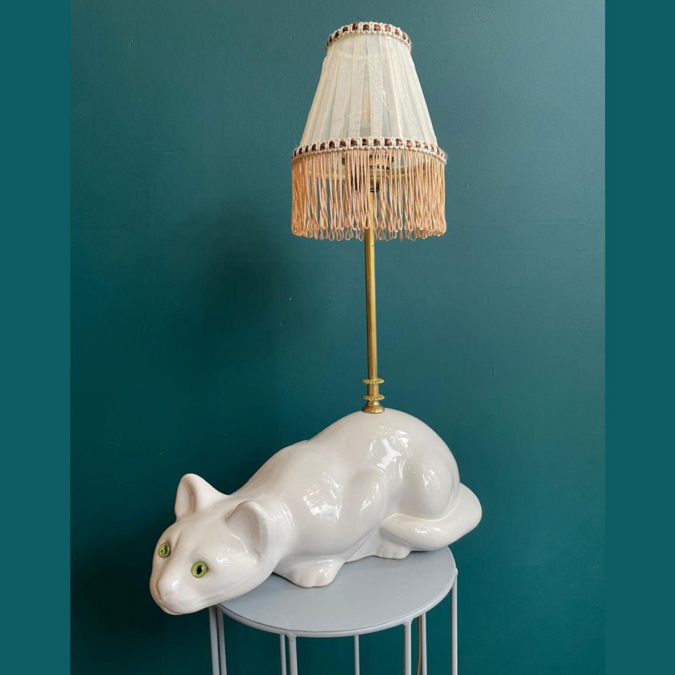 Vintage Decoratieve Lamp Witte Kat - SuperMatique - SuperMatique
