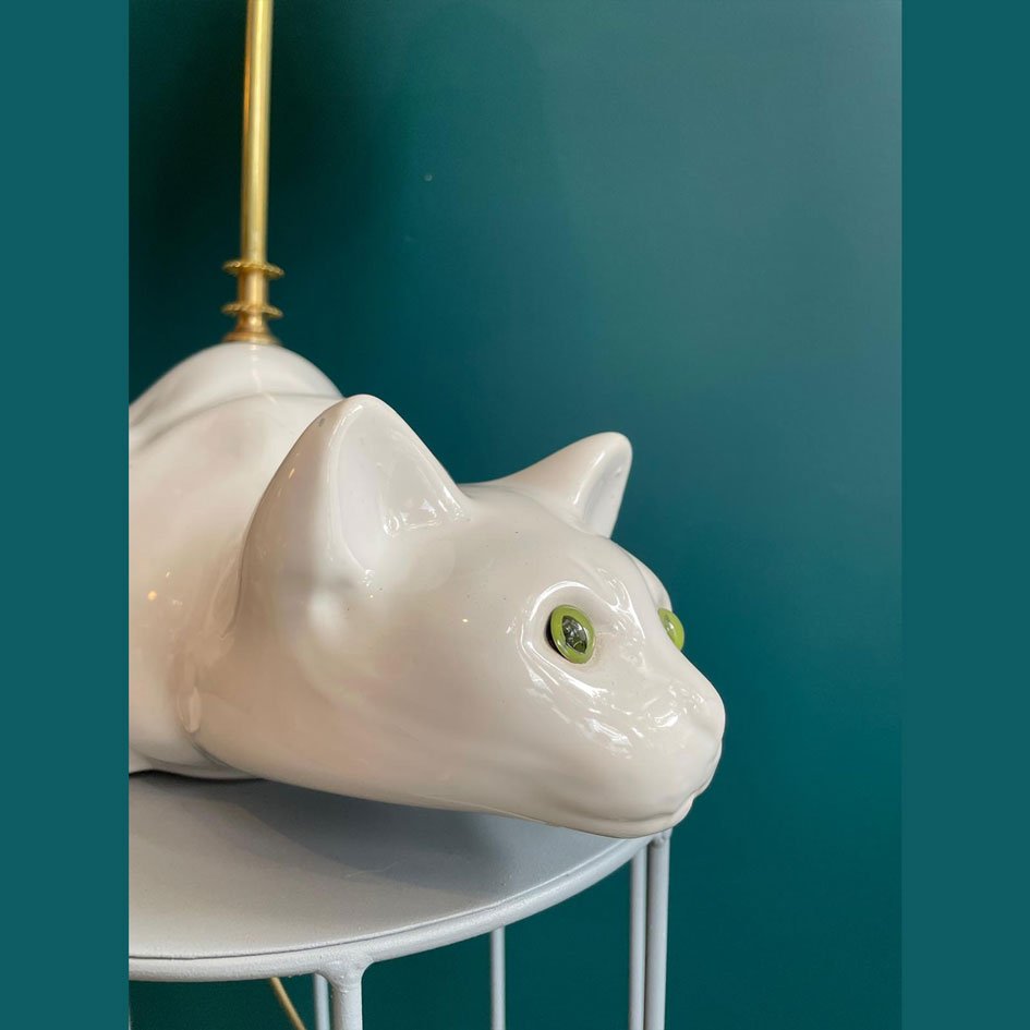 Vintage Decoratieve Lamp Witte Kat - SuperMatique - SuperMatique