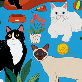 At Home with Kitty Cats theedoek - SuperMatique