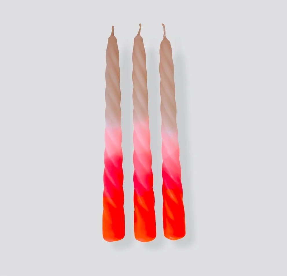 Dip Dye Twisted Tinten Granaatappel Kaarsen - SuperMatique
