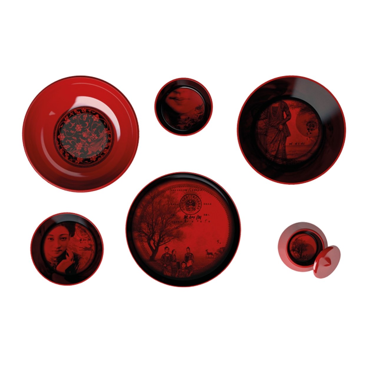 Ming China Red Ibride serviesset open - Supermatique