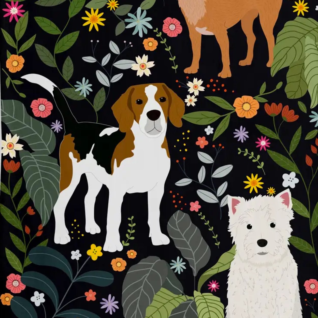 Theedoek met honden print - SuperMatique