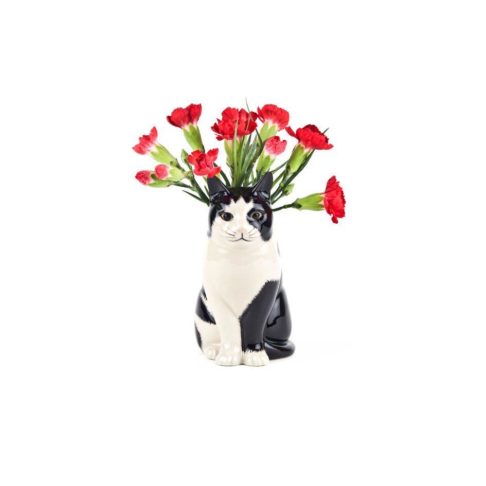 Barney Kleine Zwart/Wit Kat Bloemenvaasje - Quail Ceramics - SuperMatique