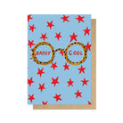 Afbeelding van wenskaart met bril en tekst daddy cool met blauw achtergrond met rode sterren East End Prints - SuperMatique