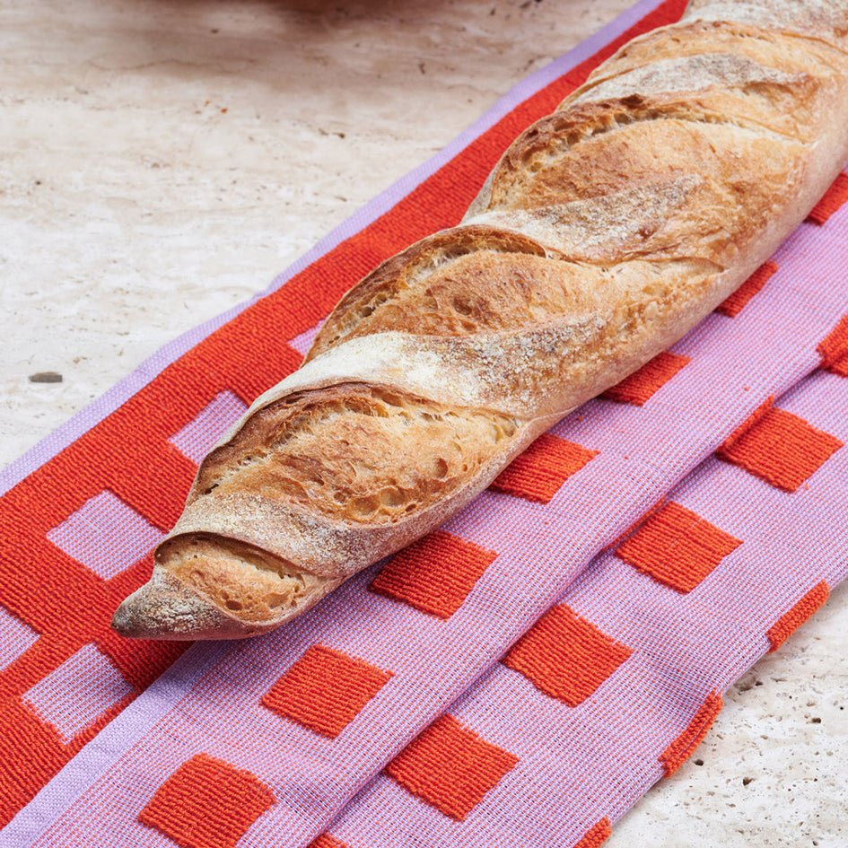 Geruite Grafische Theedoek Oranje Rose - Wrap - SuperMatique