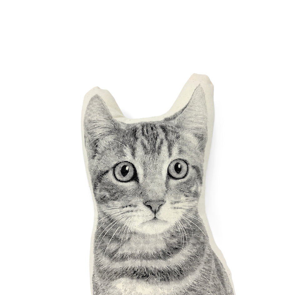 Gestreepte Cyperse Kat Sierkussen - Broderpress - SuperMatique