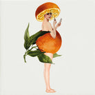 Keramiek Wandtegel Collage Dame in Sinaasappel Jurk - Lylies - SuperMatique