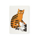 Letterpress Wenskaart Chess Playing Cat - Archivist Gallery - SuperMatique