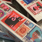 Afbeelding van extra lange lucifersdoos met illustraties van verschillende vintage postzegels Archivist Gallery - SuperMatique