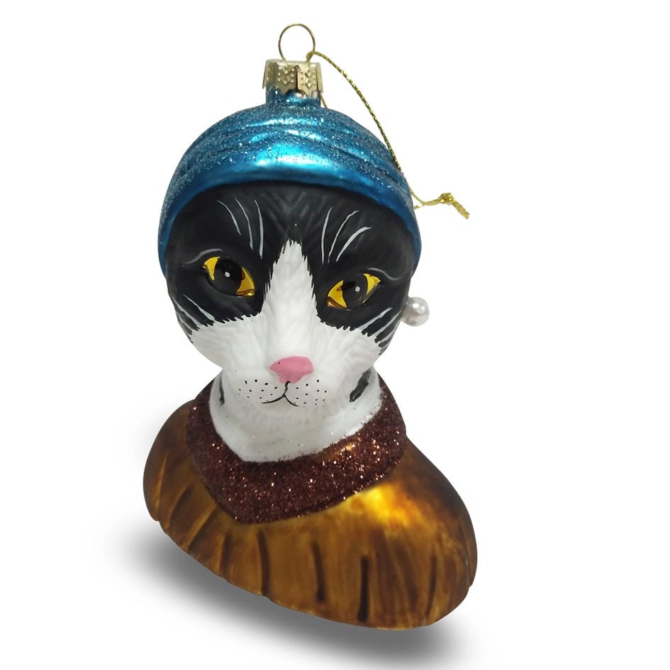 Meisje met de Parel Tuxedo Kat Kerstornament - Naked Decor - SuperMatique