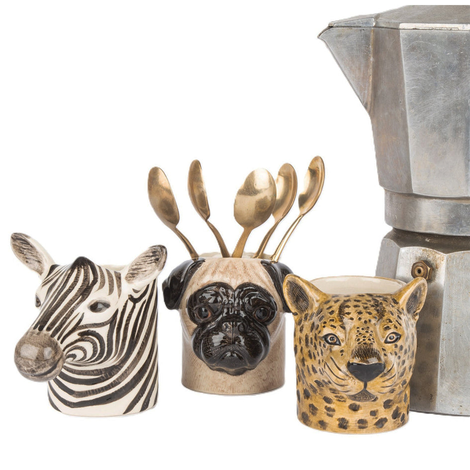 Afbeelding van handbeschilderd keramiek mini pot in vorm van een luipaard kopje Quail Ceramics - SuperMatique