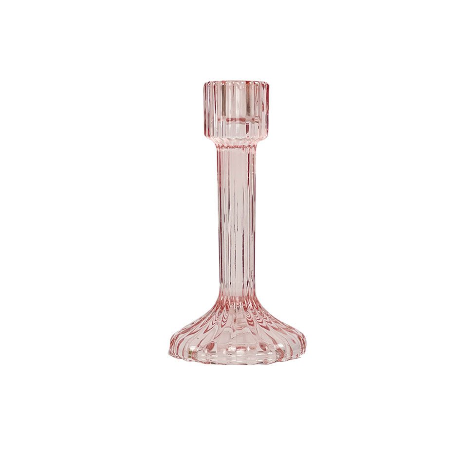 Spectacula Hoge Kandelaar Roze Glas Vanilla Fly - SuperMatique