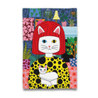 'Thuis met Yayoi Kusameow' Theedoek - Naked Decor - SuperMatique