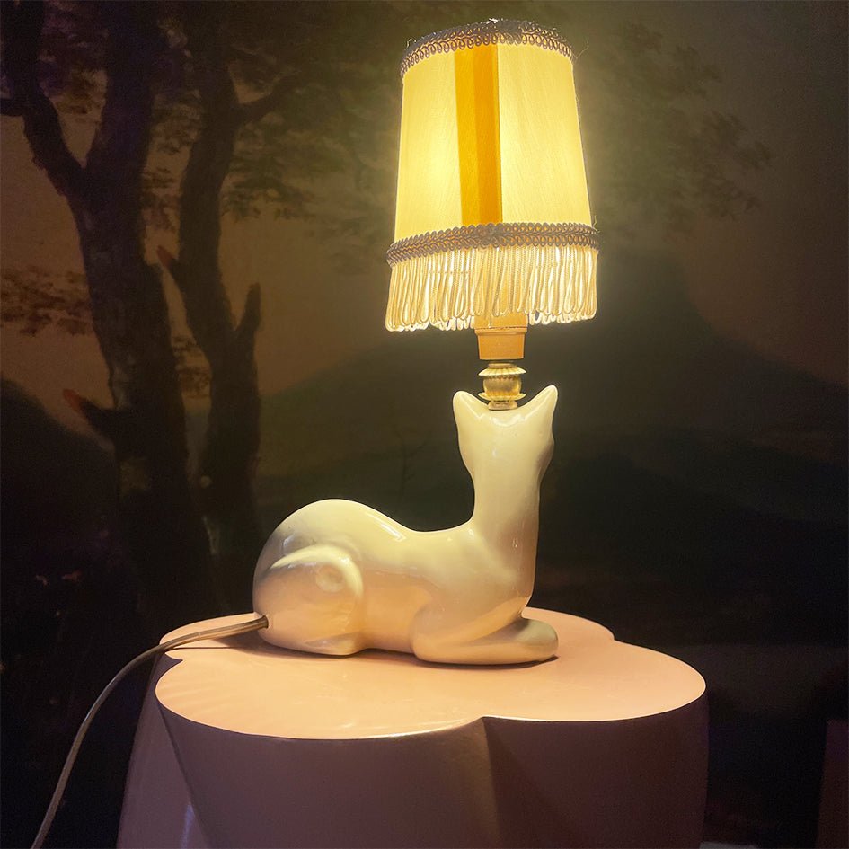 Vintage Decoratieve Keramiek Dierenlamp Witte Kat - t.i.p. Lights - SuperMatique