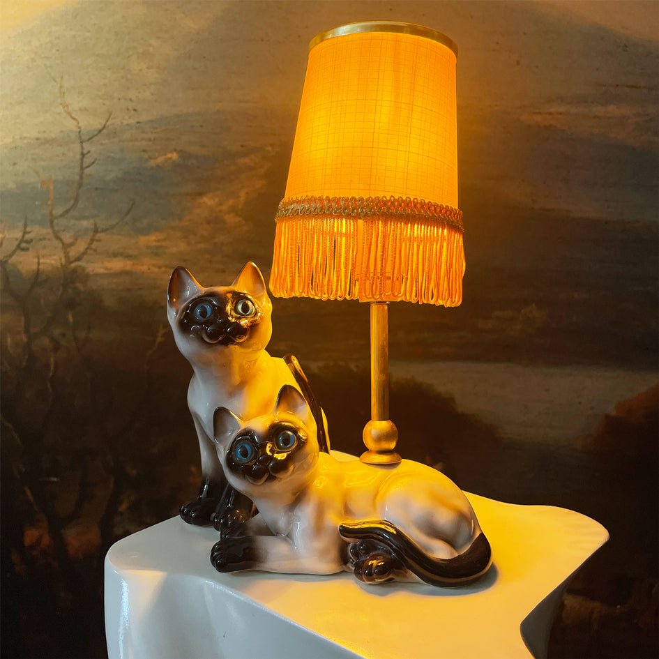 Vintage Decoratieve Keramiek Lamp Siamese Kittens - t.i.p. Lights - SuperMatique