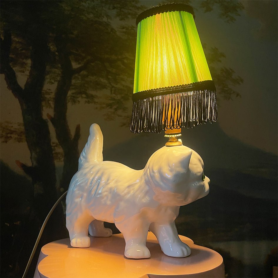 Vintage Decoratieve Lamp Wit Poesje - t.i.p. Lights - SuperMatique