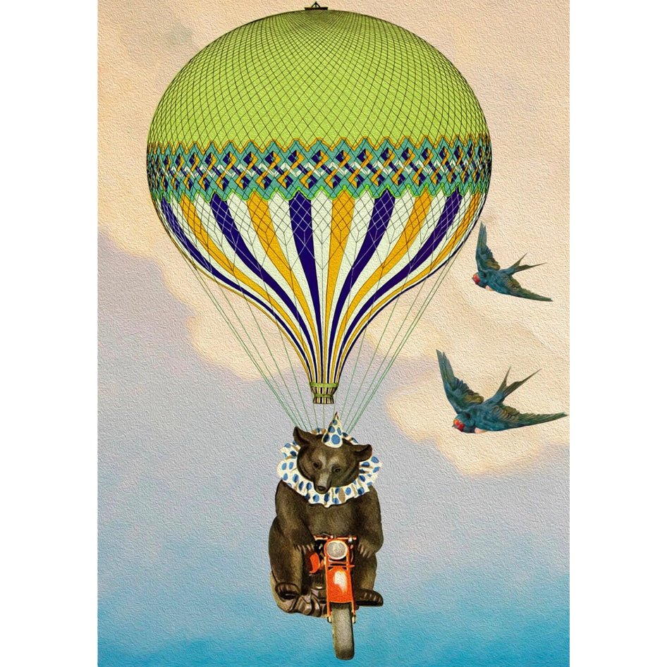 Wenskaart 'Green Hot Air Balloon' - Madame Treacle - SuperMatique