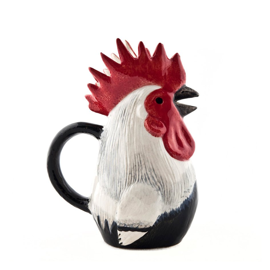 Zwart - witte Dorking Haan Schenkkan Groot - Quail Ceramics - SuperMatique