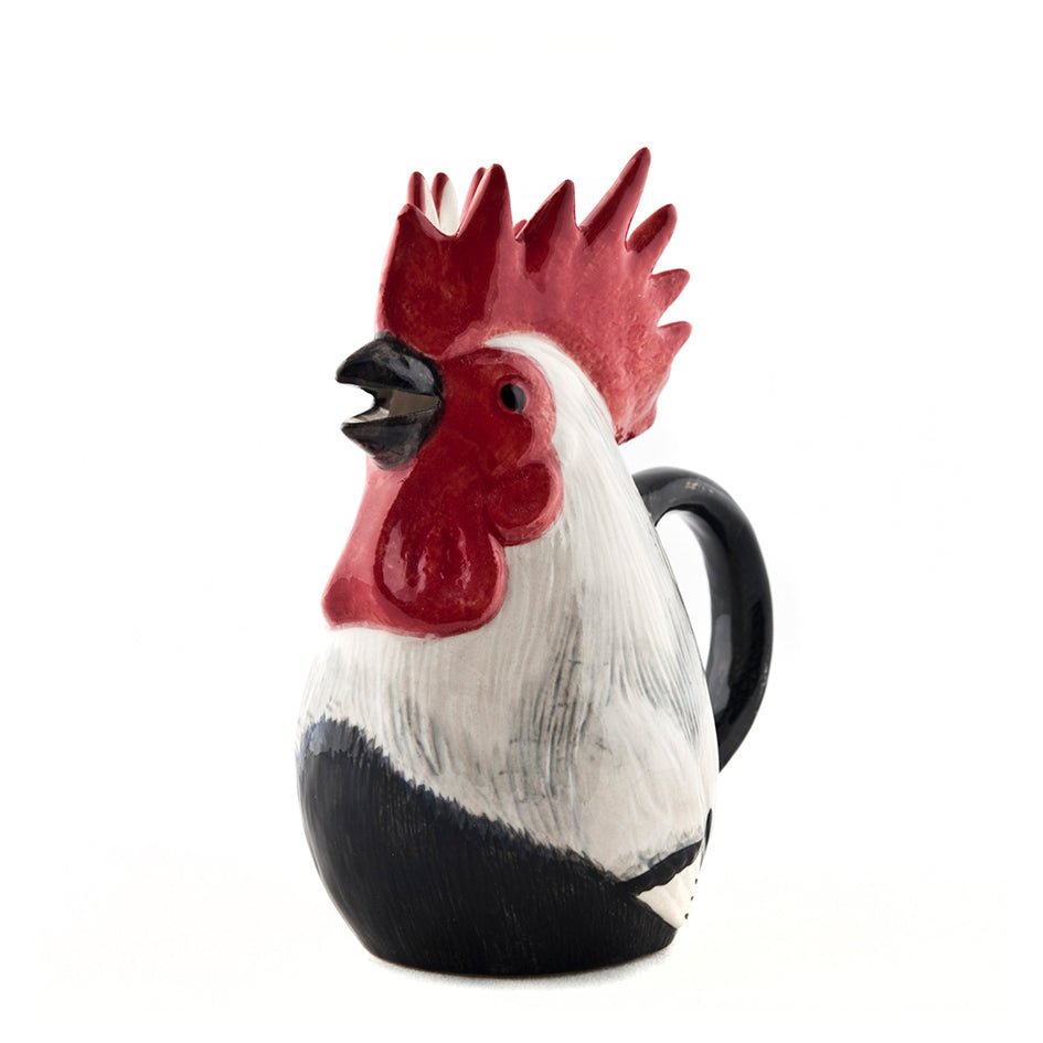 Zwart - witte Dorking Haan Schenkkan Groot - Quail Ceramics - SuperMatique