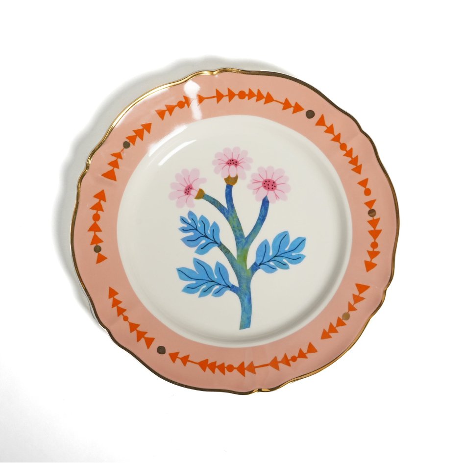 Bitossi Home Botanica Peach Floral Diner Bord - SuperMatique