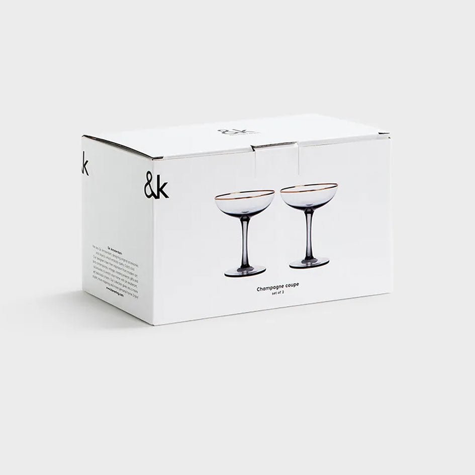Champagne coupe smoked grijs set van 2 &Klevering - SuperMatique