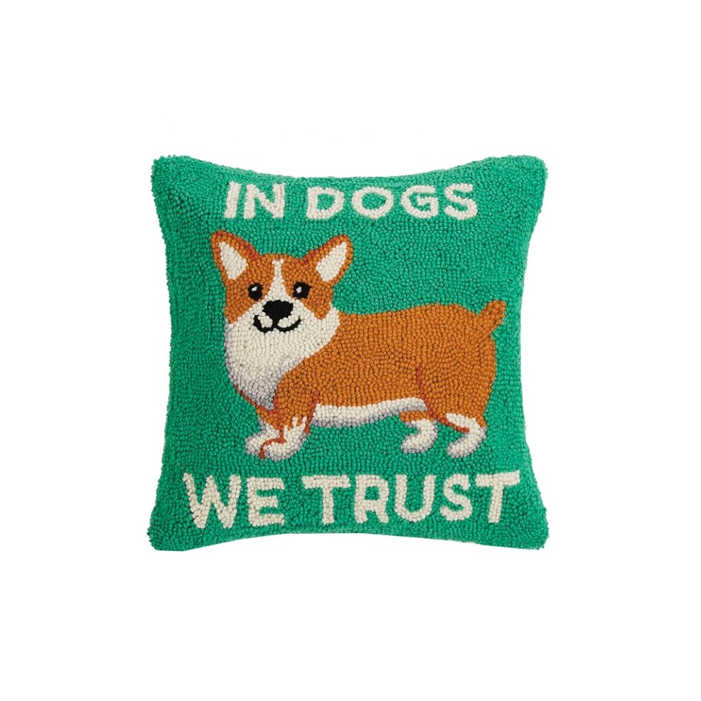 In Dogs We Trust handgeknoopt kussen - SuperMatique